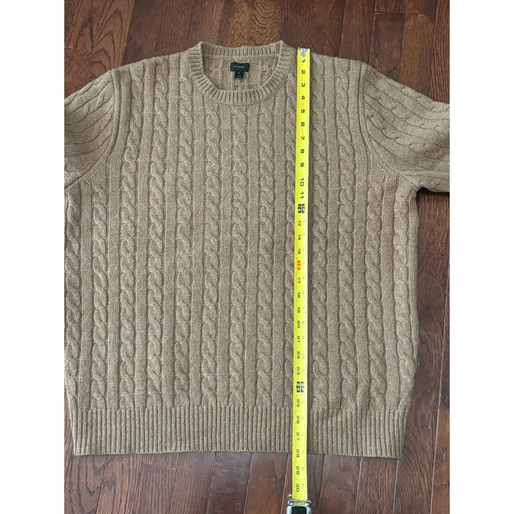 J Crew Handknit Lambswool Sweater Men XL Brown Cable Knit Heavy Fisherman Chunky - Picture 5 of 6